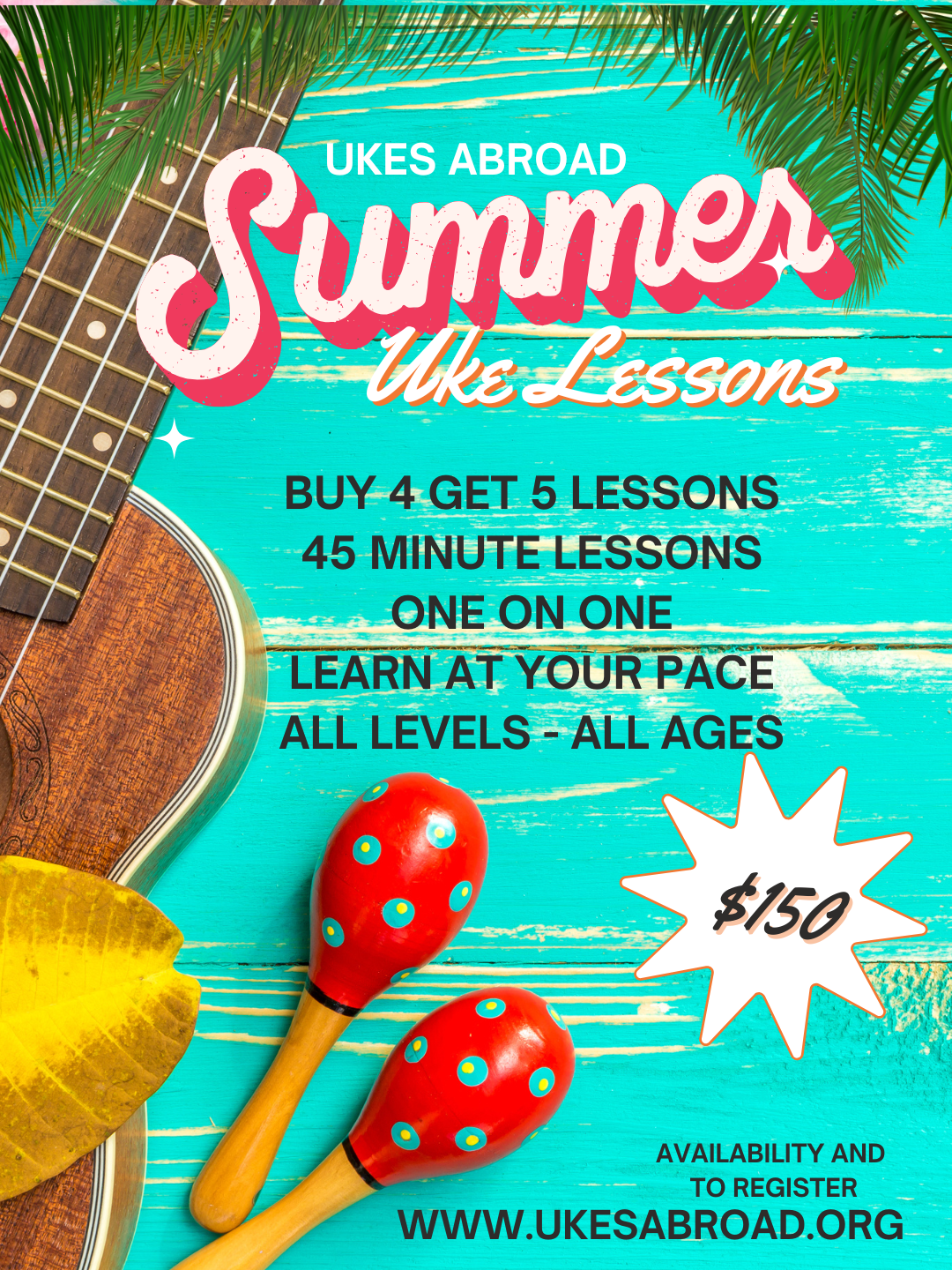 BUY 4 GET 5 Music Lessons (Uke - Guitar and Piano)